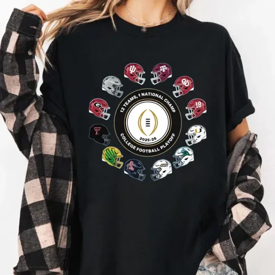 Discover College Football Playoff 2025-2026 12 Teams 1 National Championship Helmet Shirt