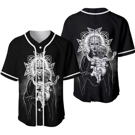 Hellraiser Baseball Shirt, Pinhead Shirt, Halloween Baseball Jersey, Hellraiser Horror Movie Character Halloween Baseball Jersey Shirt