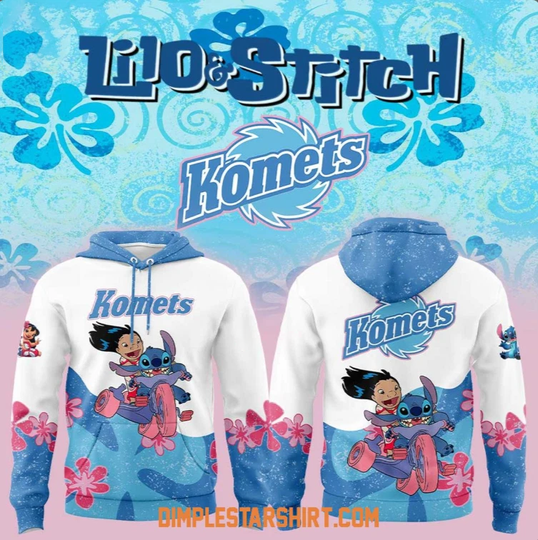 Discover Wayne Komets x Lilo And Stich 2025 Hoodie 3D Gift For Valentine