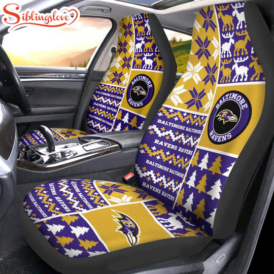 football Baltimore Ravens Ugly Christmas Car Seat Covers