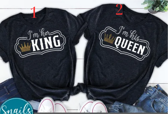 I'm His Queen I'm her King eps dxf Couple shirt Husband wife King and Queen Valentine Shirt