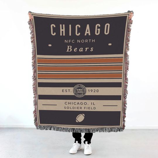 Vintage Chicago Bears Woven Blanket / Retro Football Throw / football Team Decor / Classic Football Fan Gift