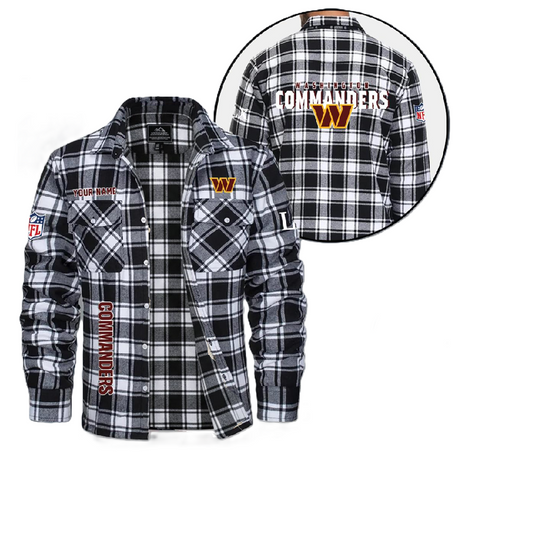 Washington Commanders Personalized Flannel Shirt, College Apparel, Sports Fan Gifts, Football Shirts, Super Bowl LX Shirt