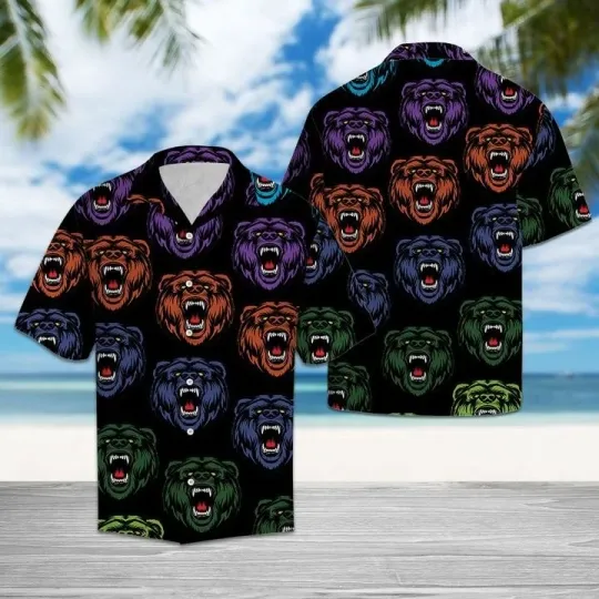 Discover Awesome Bear Hawaiian Shirt For Men Summer Button Up
