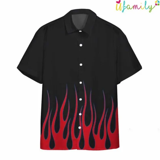 Discover Amazing Black Rod Blue Flame With Skull Custom Hawaiian Shirt