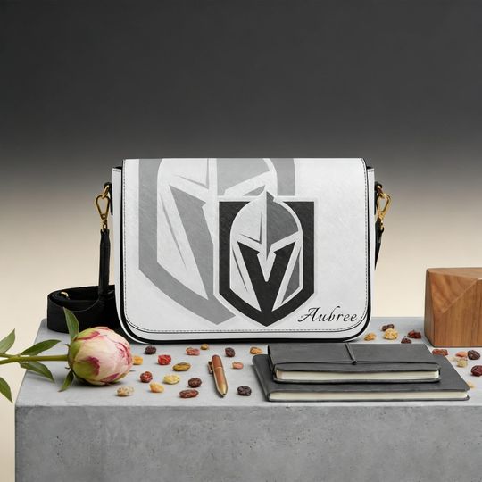 Personalized Vegas Golden Knights Messenger Bag, Custom Name Gift for True Hockey Fans