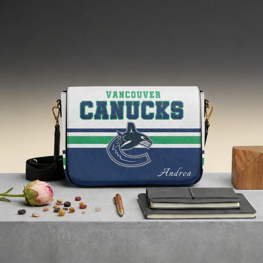 Custom Vancouver Canucks Crossbody Bag, Personalized NHL Hockey Fan Gift