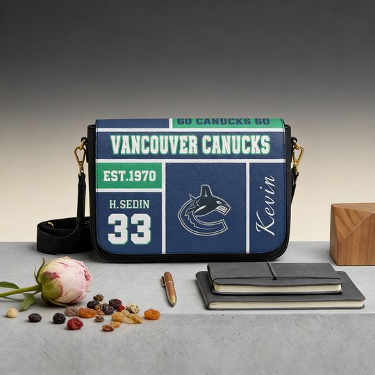 Personalized Canucks Hockey Messenger Bag, Vancouver NHL Fan Shoulder Bag