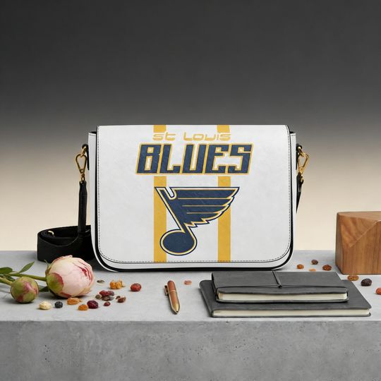 St Louis Hockey Fan Messenger Bag, Personalized Blues NHL Shoulder Bag