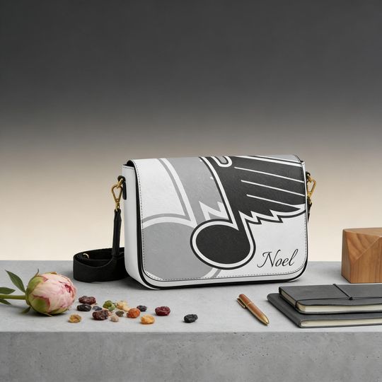 Custom Name Blues Messenger Bag, Unique St Louis NHL Hockey Fan Gift