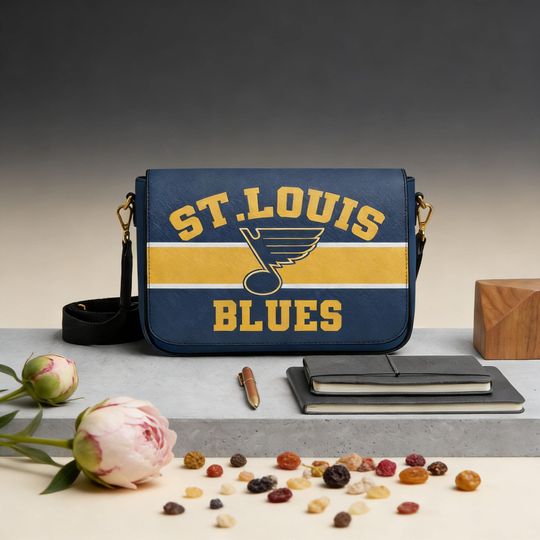 Personalized St. Louis Blues Messenger Bag, Custom Name NHL Hockey Fan Shoulder Bag Gift