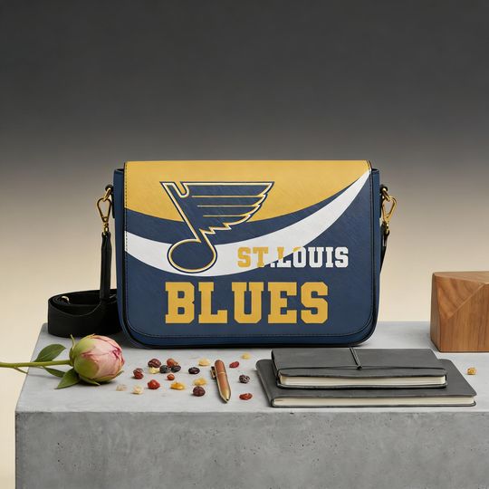 Custom St Louis Blues Crossbody Bag, Personalized NHL Hockey Fan Messenger Gift
