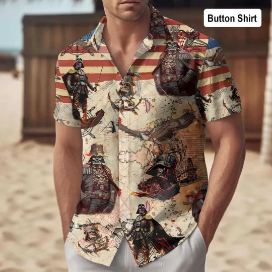 Discover Disney Star Wars Darth Vader Pirates Happy 4th Of July Hawaiian Shirt