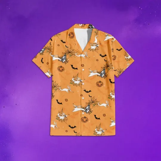 Discover Disney Zero Ghost Dog The Nightmare Before Christmas Orange Hawaiian Shirt