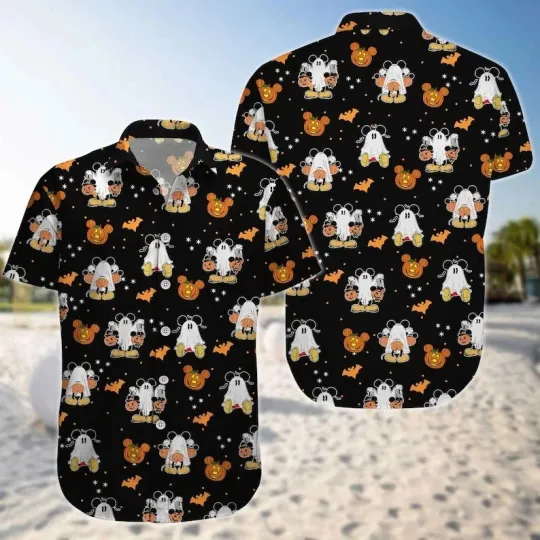 Discover Disney Mickey Mouse Cosplay Boo Trick Or Treat Halloween Pumpkin Hawaiian Shirt