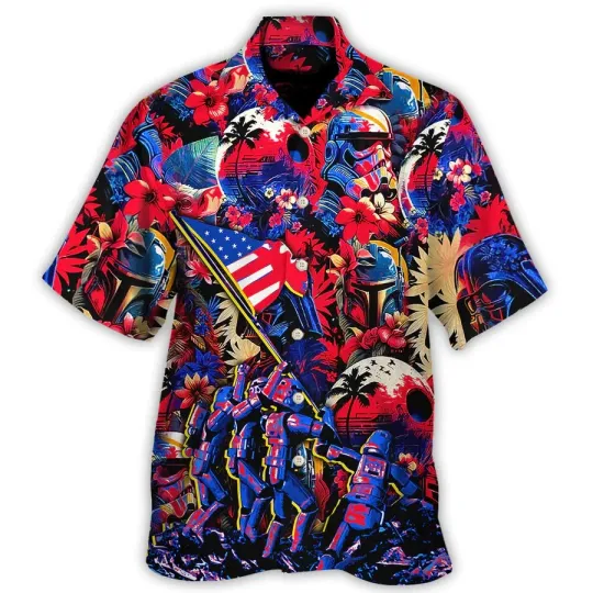 Discover Disney Star Wars Independence Day Special Synthwave Hawaiian Shirt