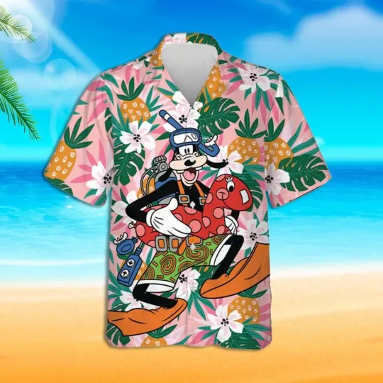 Discover Disney Hawaiian Shirt Summer Beach Goofy Dog The Diver Disney Aloha Shirt