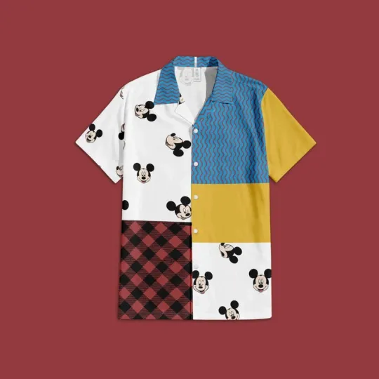 Disney Mickey Patchwork Blocks Hawaiian Shirt