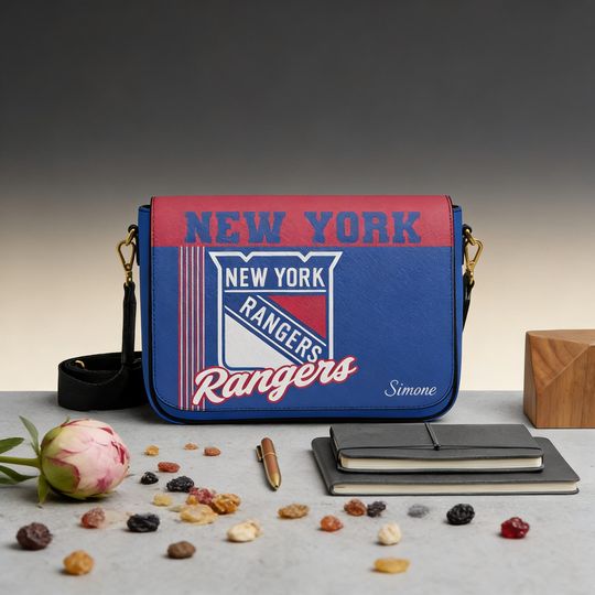 Personalized New York Hockey Messenger Bag, Rangers Fan Gift