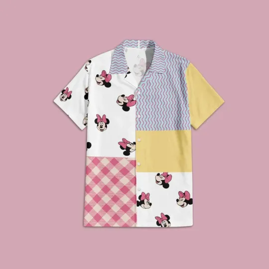 Discover Disney Minnie Patchwork Blocks Hawaiian Shirt