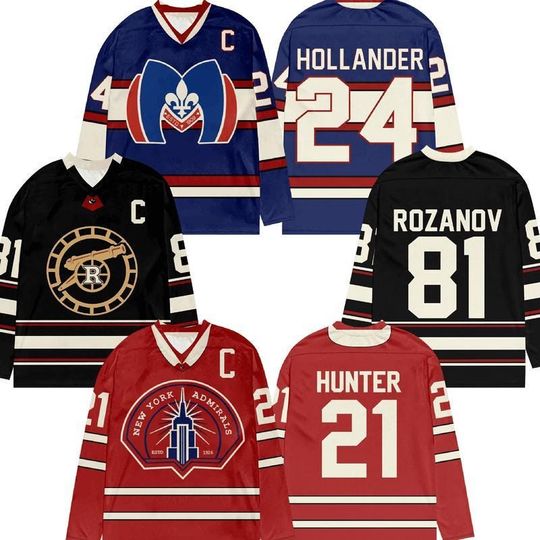 Discover Personalized Hunter #21 Hockey Jersey, Custom Name Number Jerseys Shirt, Team Uniform, Long Sleeve Jerseys