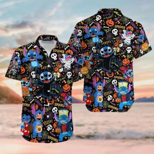 Discover Disney Lilo & Stitch Halloween Costume Party Trick Or Treat Hawaiian Shirt