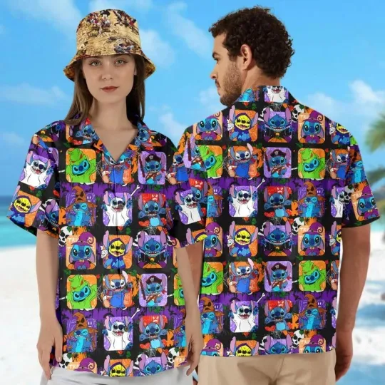 Discover Disney Stitch Costume Halloween Trick Or Treat Welcome To Spooky Hawaiian Shirt