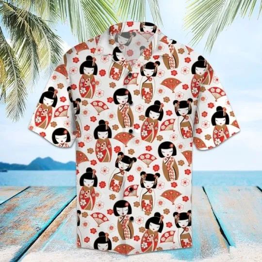 Discover Amazing Geisha Hawaiian Shirt For Men Summer Button Up