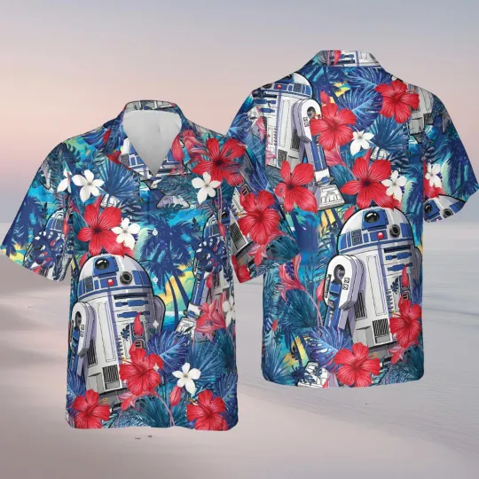 Disney Star Wars R2-D2 Astromech Droid Galaxy's Edge Summer Aloha Hawaiian Shirt