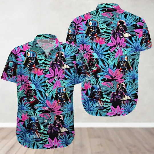 Discover Disney Star Wars Darth Vader Guardians Tropical Leaves Hawaiian Shirt