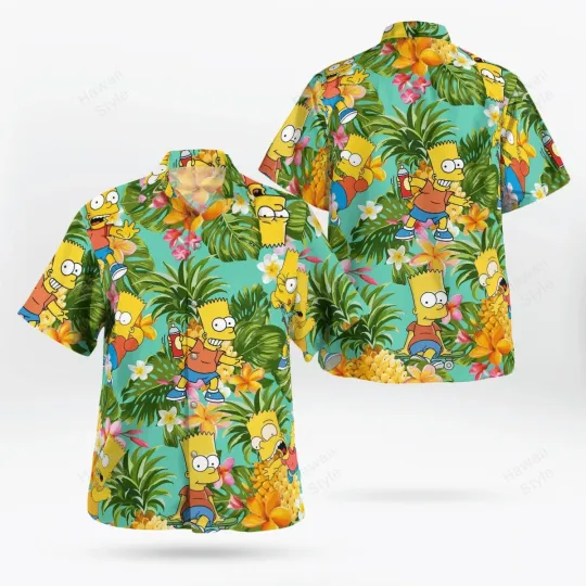 Discover Bart Simpson Pineapple Tropical Hawaiian Shirt For Men
