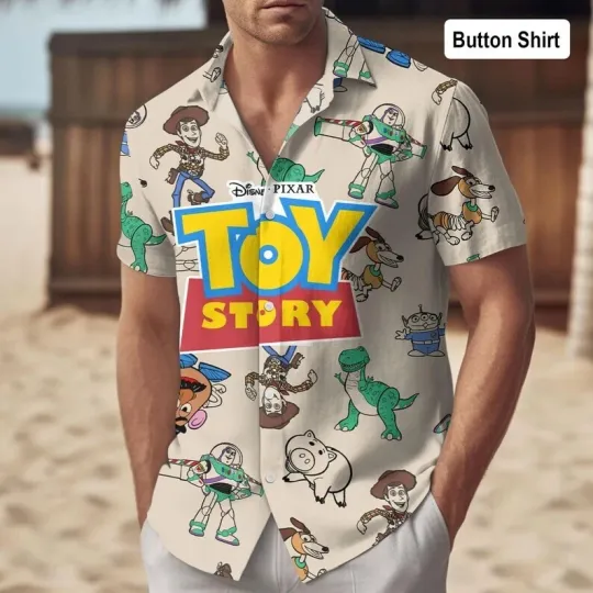Discover Disney Toy Story Friends Woody Buzz Lightyear Rex Slinky Dog Hawaiian Shirt