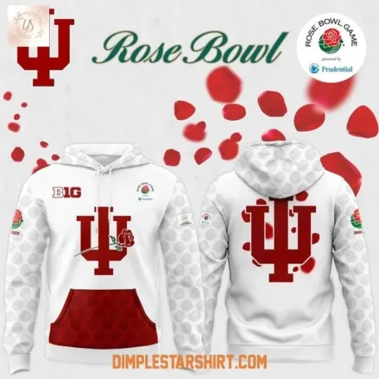 Indiana Hoosier 2026 Rose Bowl White Hoodie 3D Unisex