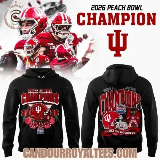 Discover Indiana 1Hoosier Peach Bowl Champion 2026 3D Hoodie Unisex Fan Gift S-5XL