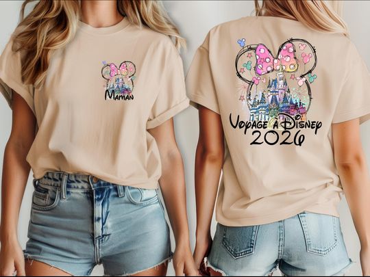 Discover T-shirts personnaliss vacances en famille Disney 2026, T-shirt voyage Disney 2026, T-shirts Disneyland, T-shirt couple Disneyworld