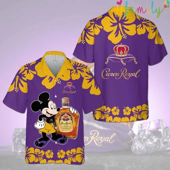Discover Crown Royal Mickey Mouse Hibicus Flower Hawaiian Shirt