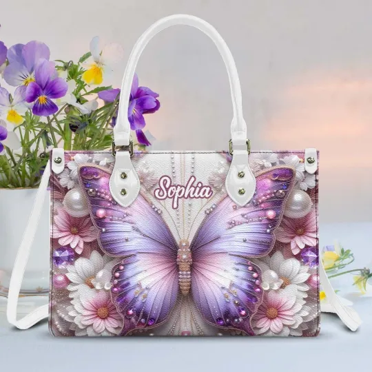 Discover Personalized Butterfly Leather Handbag Gift For Butterfly Lovers Shoulder Bag