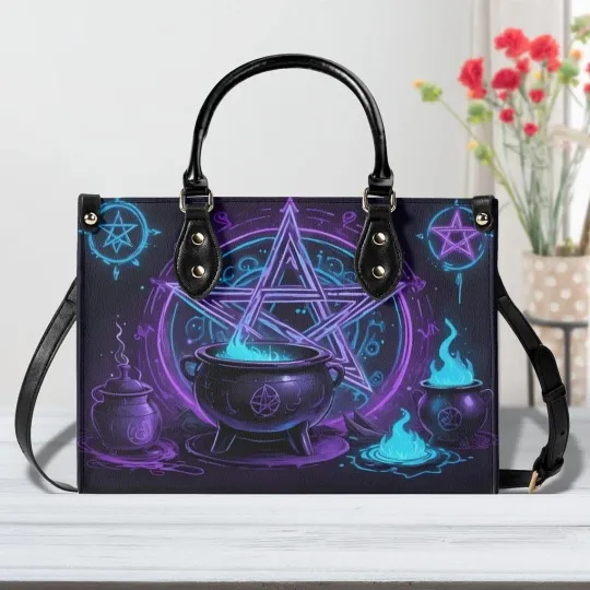 Discover Personalized Mystical Witchcraft Leather Handbag Magic Witches Shoulder Bag Gift