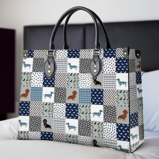 Discover Personalized Dachshund Dog Leather Handbag Gift For Wiener Dog Shoulder Bag