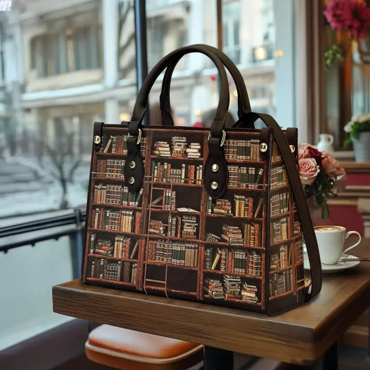Discover Personalized Reading Books Leather Handbag Gift For Books Lovers Book Nook Bag