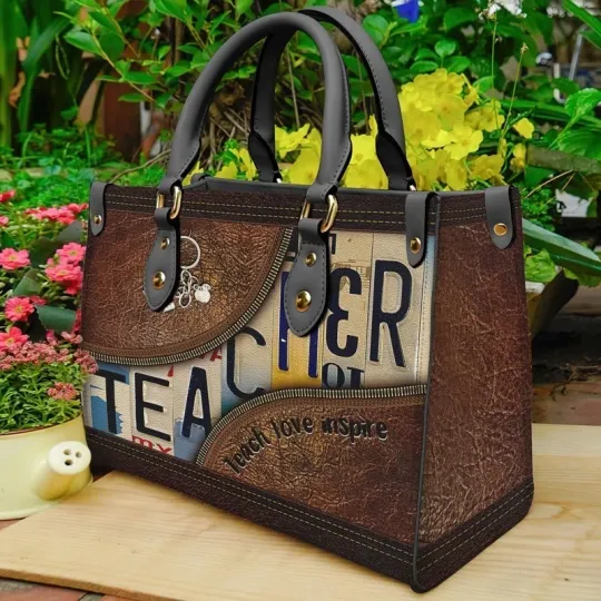 Discover Personalized Teacher Leather Handbag Teach Love Inspire Teacher Appreciate Gift