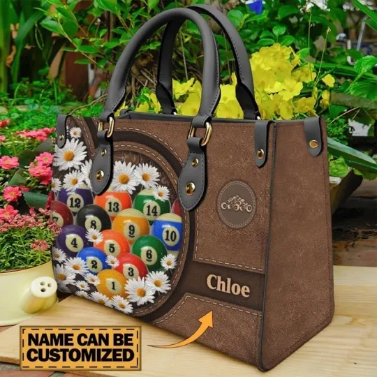 Discover Personalized Billiards Pool Leather Handbag Gift For Billiards Lovers Players