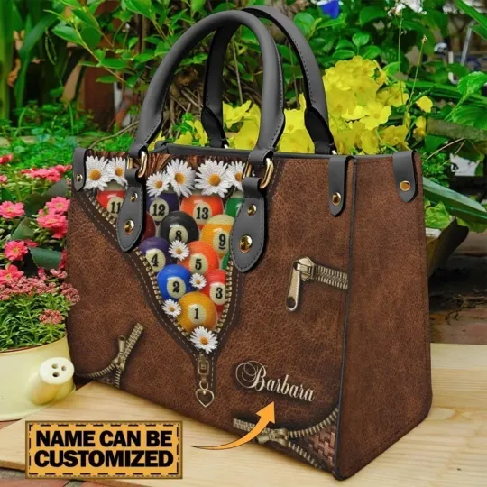 Discover Personalized Billiards Pool Leather Handbag Gift For Billiards Lovers Players