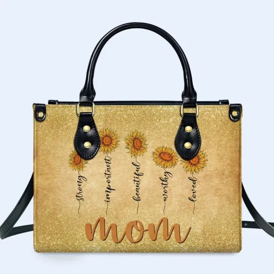 Sunflower Mom Leather Handbag Gift For Mom Birthday Mother's Day