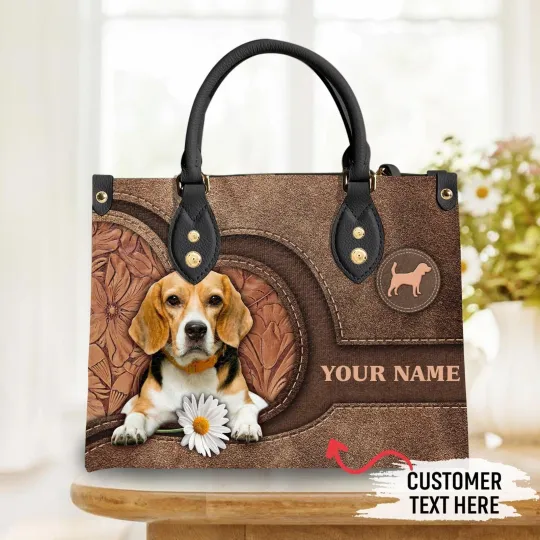Discover Personalized Beagle Dog Leather Handbag Gift For Beagle Dog Lovers Dog Mom Gift