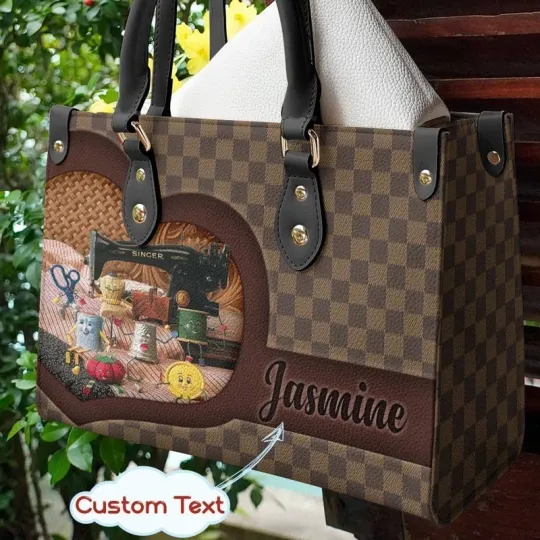 Discover Personalized Sewing Machine Leather Handbag Gift For Sewing Lover Tailor Handbag