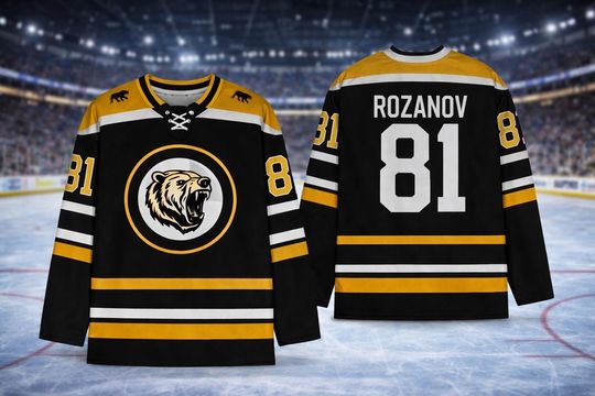 Discover Rozanov Fan Inspired Hockey Jersey  Black Ice Hockey Shirt with Custom Name Number  Game Day Hockey Fan Gift.