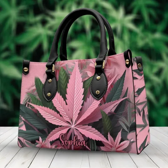 Discover Personalized Weed Magic Leaf Stoner Chick High Maintenance Leather Handbag Gift