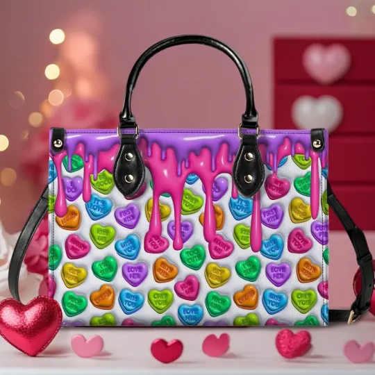 Discover Personalized Puffy Heart Leather Handbag Love Heart Shoulder Bag Lovers Gift