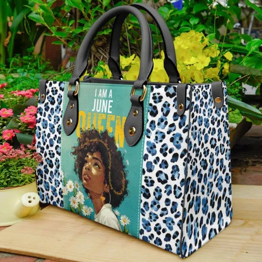 Discover Personalized African American Woman Leather Handbag Birth Month Shoulder Bag